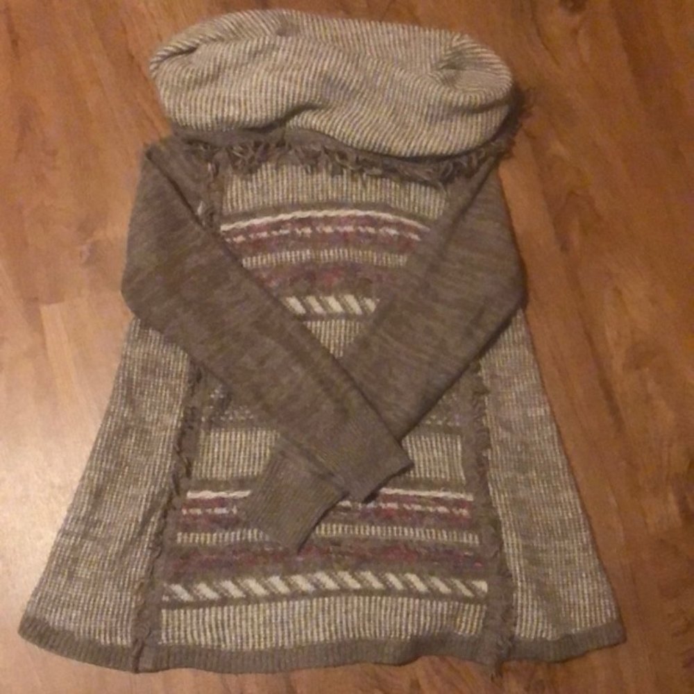 Warm Fuzzy Tunic Sweater  with rollover collar